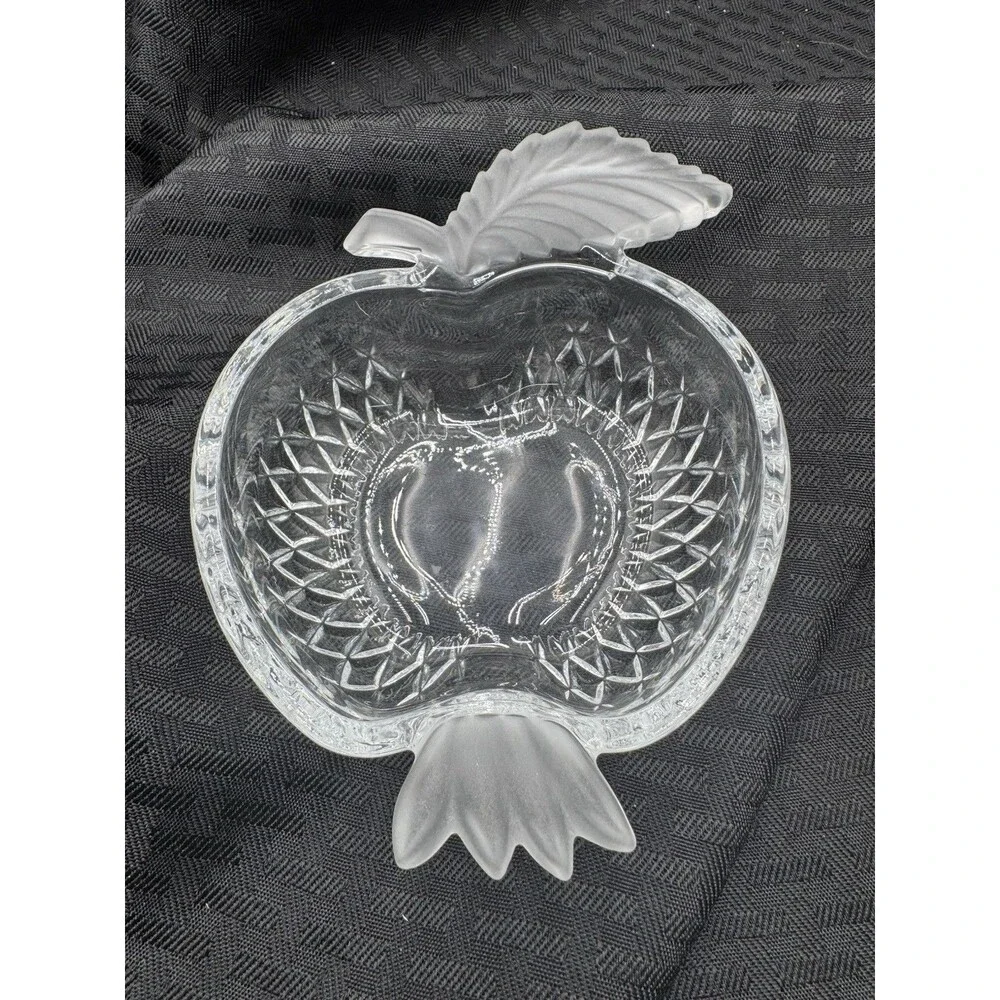 Vintage Apple Shape Candy Bowl Lot of 2 Nut Pin Dishes Clear Glass Bowls #21K